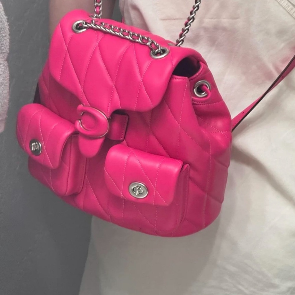 Coach Pink Quilted Tabby Backpack - Picture 2 of 3